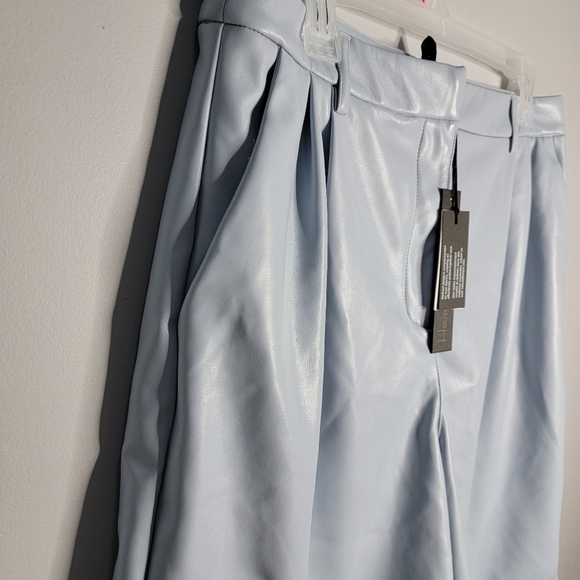 House of Harlow 1960 | High Rise Faux Leather Baby Blue Shorts - Picture 6 of 8
